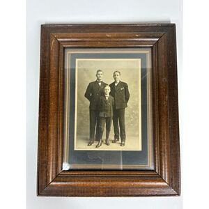 Antique Schmidt Studio Chicago Young Men Portrait Photo in Wood Frame Sepia